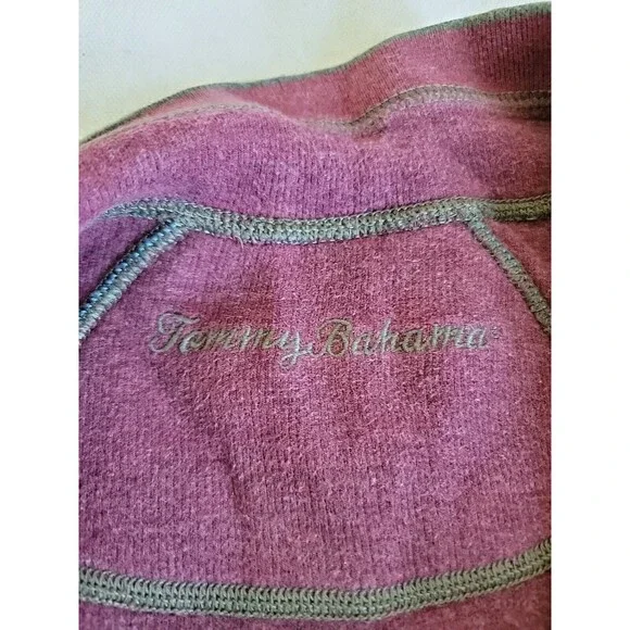 Tommy Bahama Mens XL 1/4 Zip Pullover Green Purple Reversible Logo Casual Solid - Picture 6 of 15
